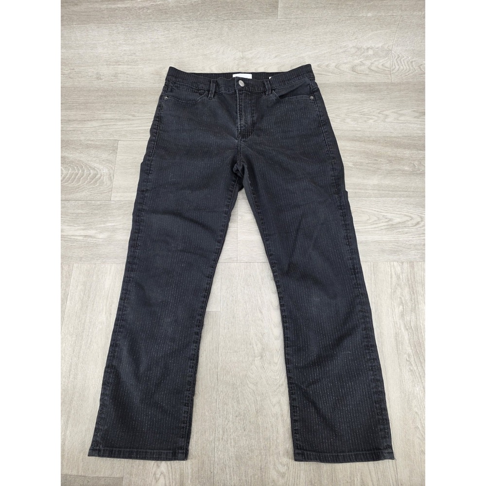FRAME Le High Straight Jeans Women's Size 30 Faded Black Metallic Shimmer Stripe